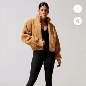 Carbon38 Teddy Zip Up Jacket Women’s Brown Sherpa Fuzzy Warm Size Small